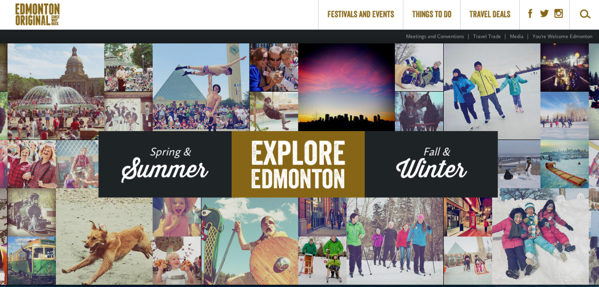 Explore Edmonton homepage screenshot